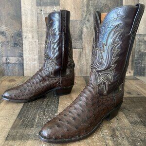 Lucchese 1883 N8229R4 Full Quill Ostrich Western Cowboy Boots Mens 10.5 EE